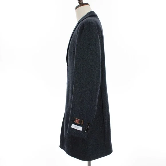 Cardinal of Canada NWT Top Coat Size 44R US Blue & Black Herringbone Wool/Cash
